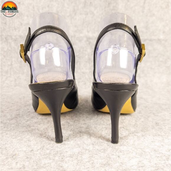 Vince Camuto Stefania Slingback Stiletto Heels Black Leather Women's Size 7.5 M - Picture 7 of 13